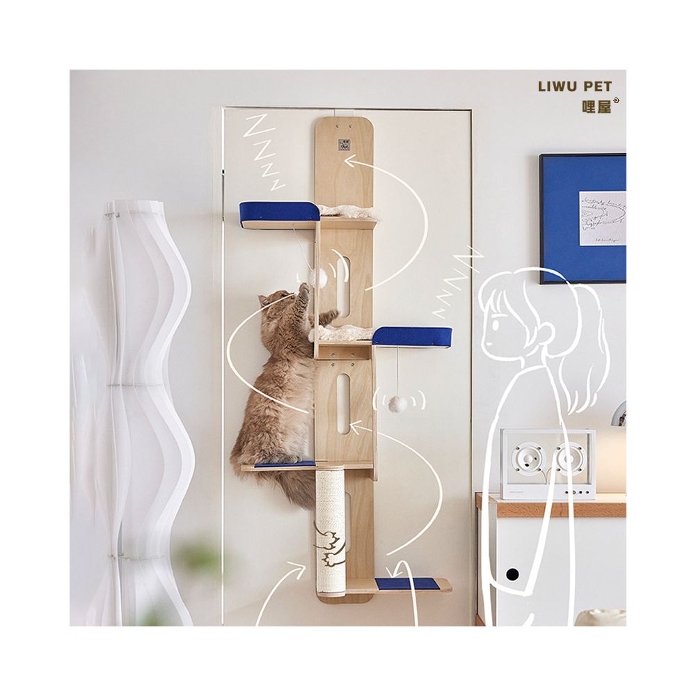 Small house layout with hanging doors cat climbing frame no land occupation cat nest cat tree cat bed cat jumping platform towering roof cat toys image 2