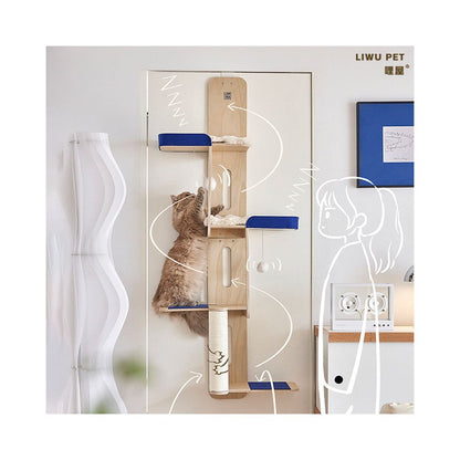 Small house layout with hanging doors cat climbing frame no land occupation cat nest cat tree cat bed cat jumping platform towering roof cat toys image 2