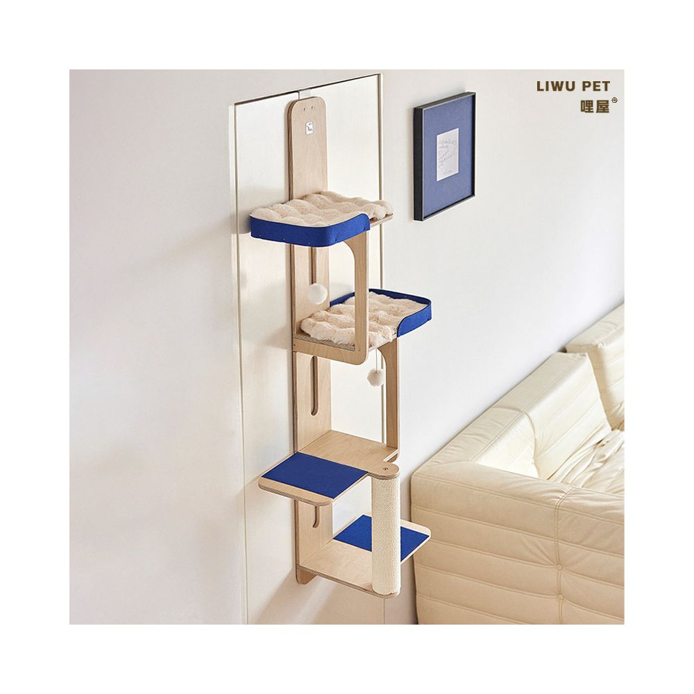 Small house layout with hanging doors cat climbing frame no land occupation cat nest cat tree cat bed cat jumping platform towering roof cat toys image 3