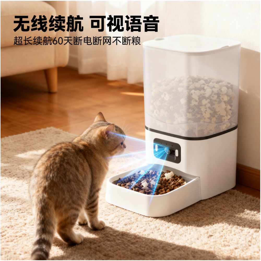 LeiBoo automatic cat feeder with camera for timed and quantitative pet feeding intelligent visual food feeder for cats and dogs image 1