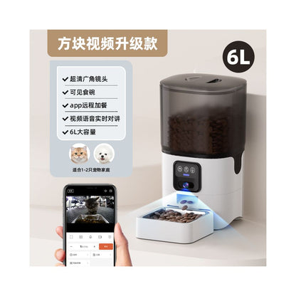 PAPIFED 寵物智能自動餵食器｜1080P 攝像頭雙向語音｜6L 防潮鎖鮮｜貓狗通用定時定量投食機