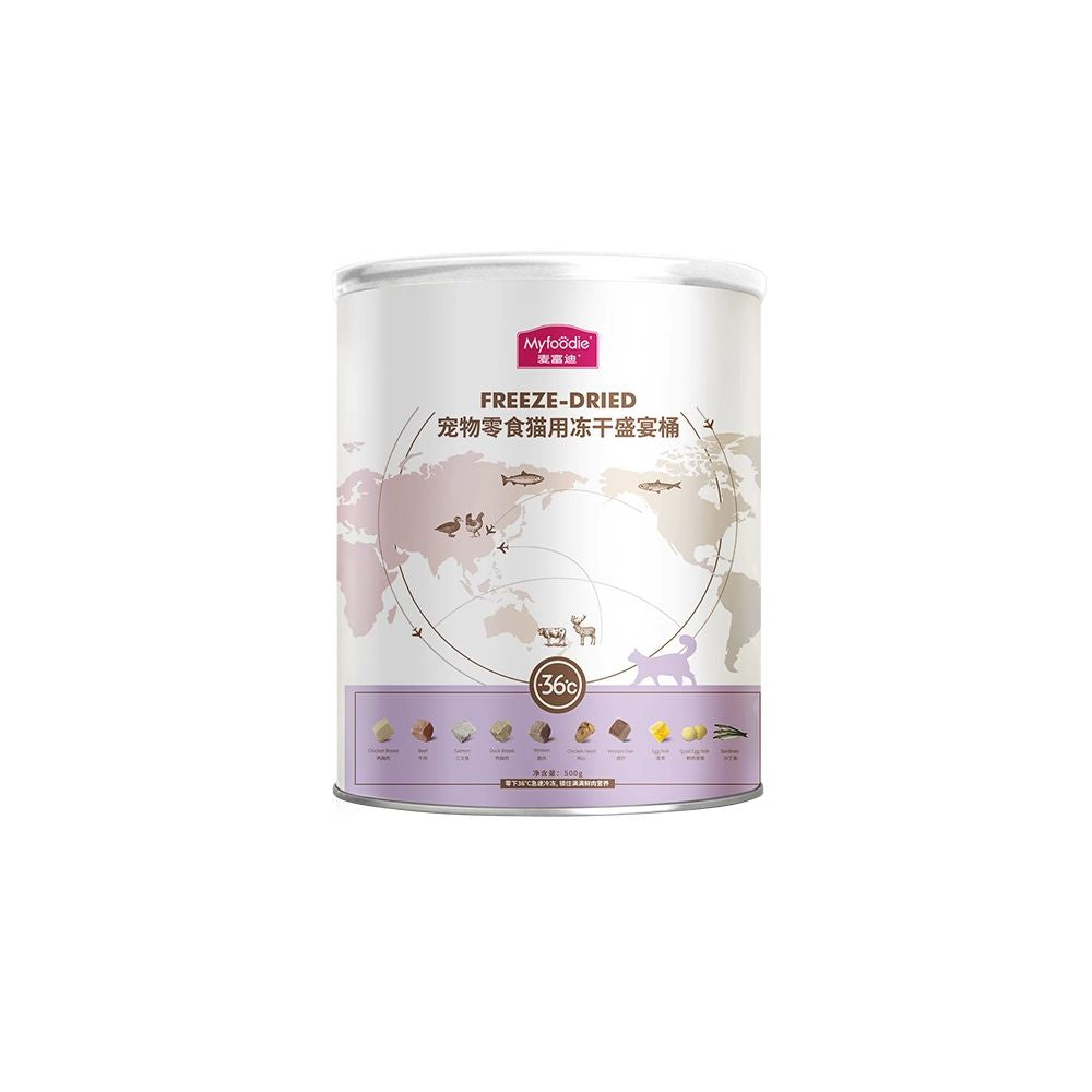 【麥富迪 Maifudi】寵物凍乾零食大桶裝 400g｜純肉雞胸肉/鮭魚塊 貓咪幼貓高蛋白營養零食
