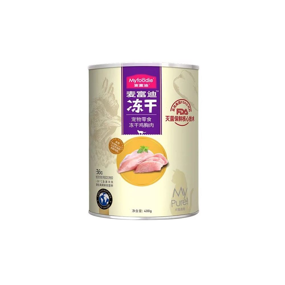 【麥富迪 Maifudi】寵物凍乾零食大桶裝 400g｜純肉雞胸肉/鮭魚塊 貓咪幼貓高蛋白營養零食