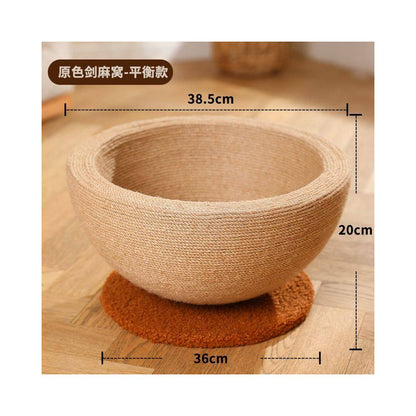 【派泰乐】劍麻窩爪一體貓抓板貓窩｜加厚耐磨不掉屑，碗型貓抓盆、圓形貓爪板，多功能休閒貓咪磨爪玩具