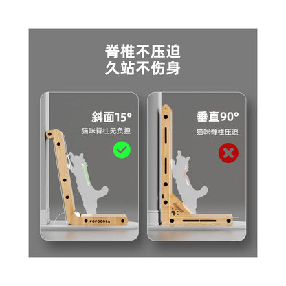 POPO vertical L shaped cat scratching board wear resistant and non shedding cat scratching device three dimensional wall leaning toy cat scratching board image 1
