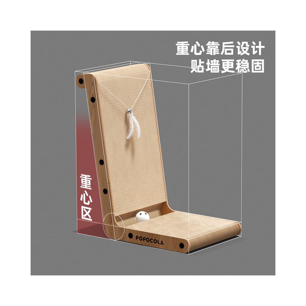 POPO vertical L shaped cat scratching board wear resistant and non shedding cat scratching device three dimensional wall leaning toy cat scratching board image 3