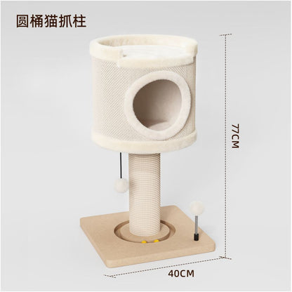 劍麻大空間窩爪一體貓抓桶｜耐磨不掉屑劍麻柱，立式貓窩磨爪器，多功能幼貓大型貓抓板玩具