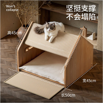 POPO Cat Nest Four Seasons Universal Closed Type Sisal Security Cat Scratch Board Cat House Villa Cat House Cat Tent image 4