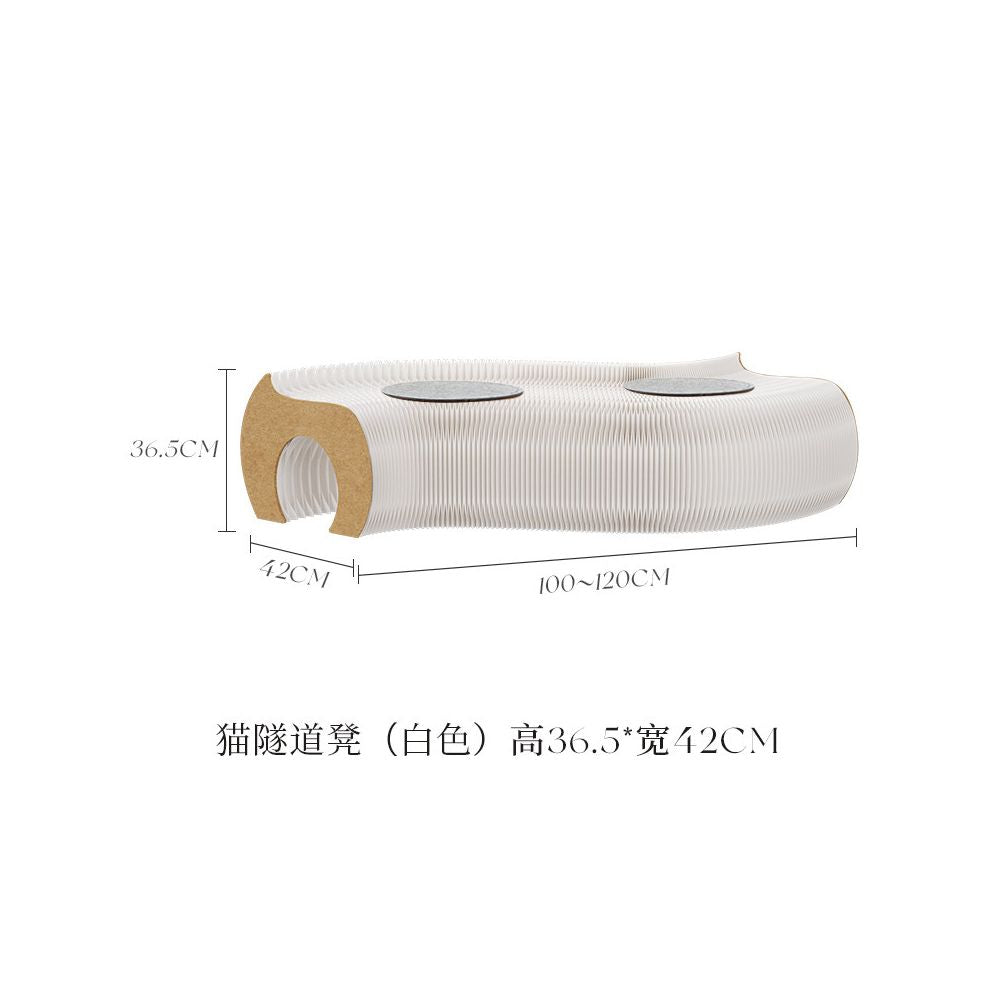 【十八紙】摺疊風琴貓隧道凳｜創意環保牛皮紙貓窩，多功能穿鞋凳/沙發邊几，北歐風美學寵物家具