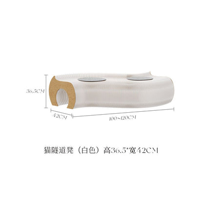 【十八紙】摺疊風琴貓隧道凳｜創意環保牛皮紙貓窩，多功能穿鞋凳/沙發邊几，北歐風美學寵物家具