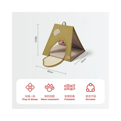 【Petstar】摺疊玩睡一體貓窩｜半封閉式四季通用睡窩，二合一貓隧道與貓抓板，幼貓鑽洞玩具，收納方便不佔空間