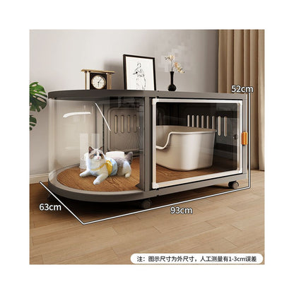 【豪華一房一廳】別墅型室內貓櫃｜隱藏式貓砂倉空間，四季通用大型貓屋，北歐風實木質感貓籠，多功能一體式貓公寓
