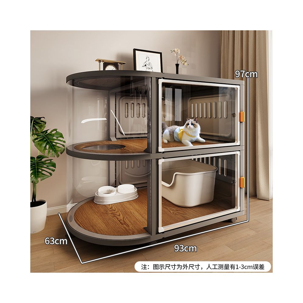 【豪華一房一廳】別墅型室內貓櫃｜隱藏式貓砂倉空間，四季通用大型貓屋，北歐風實木質感貓籠，多功能一體式貓公寓