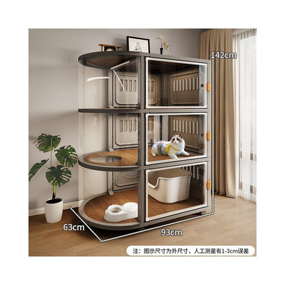 【豪華一房一廳】別墅型室內貓櫃｜隱藏式貓砂倉空間，四季通用大型貓屋，北歐風實木質感貓籠，多功能一體式貓公寓