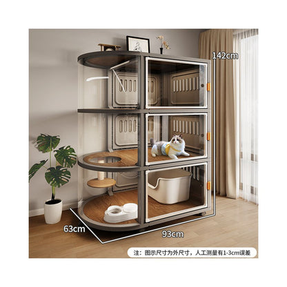 【豪華一房一廳】別墅型室內貓櫃｜隱藏式貓砂倉空間，四季通用大型貓屋，北歐風實木質感貓籠，多功能一體式貓公寓