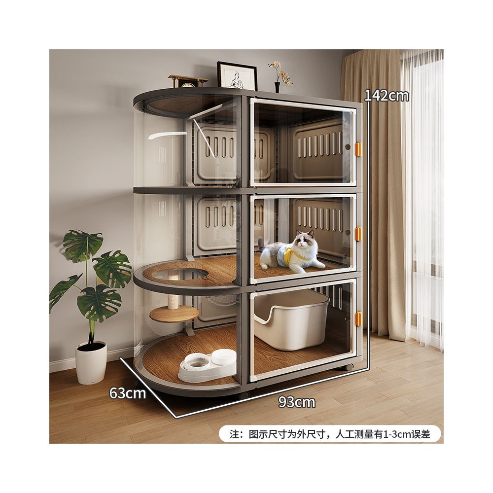 【豪華一房一廳】別墅型室內貓櫃｜隱藏式貓砂倉空間，四季通用大型貓屋，北歐風實木質感貓籠，多功能一體式貓公寓