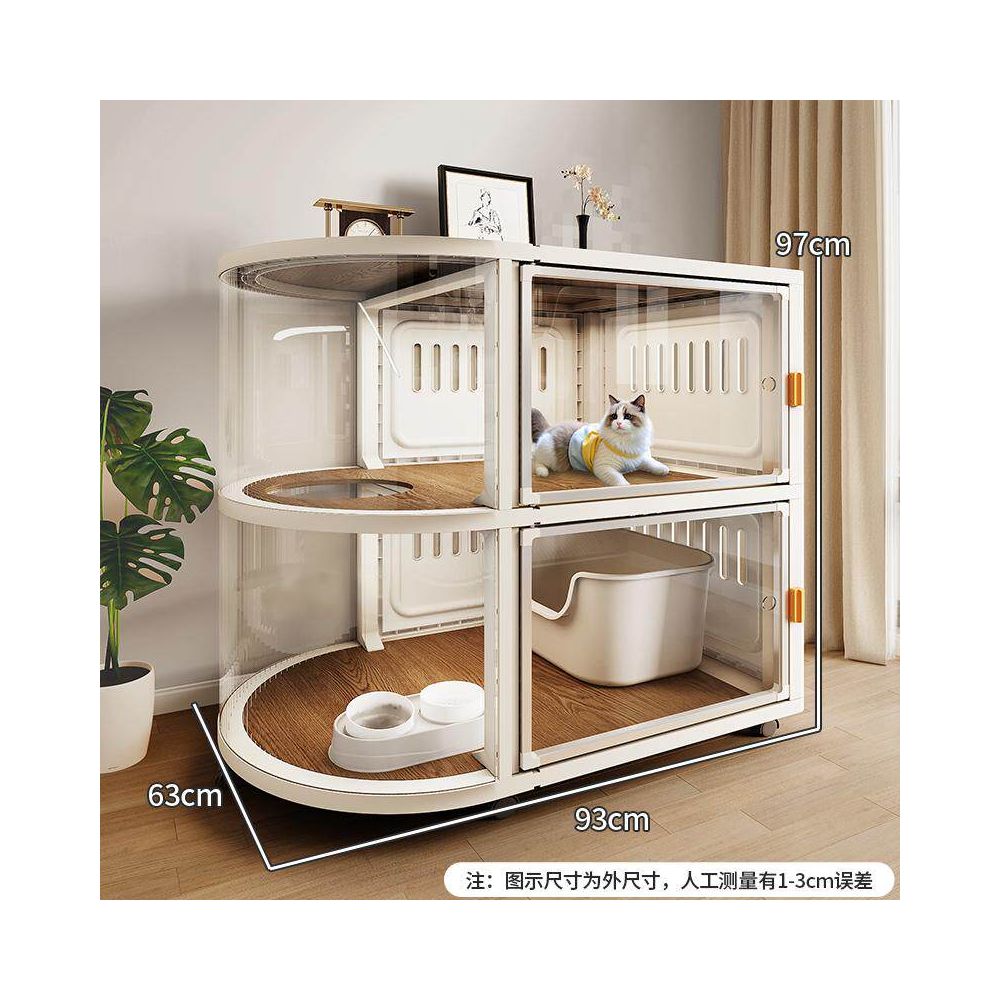 【豪華一房一廳】別墅型室內貓櫃｜隱藏式貓砂倉空間，四季通用大型貓屋，北歐風實木質感貓籠，多功能一體式貓公寓