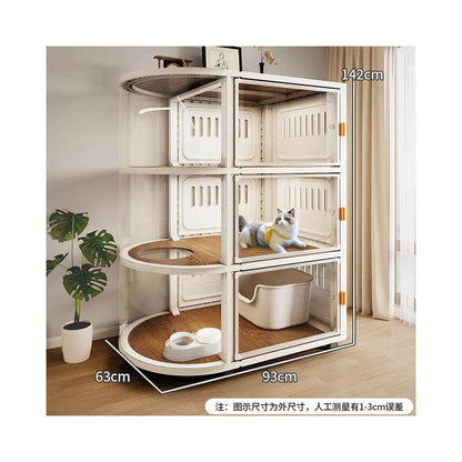 【豪華一房一廳】別墅型室內貓櫃｜隱藏式貓砂倉空間，四季通用大型貓屋，北歐風實木質感貓籠，多功能一體式貓公寓