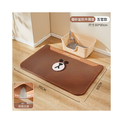 【特大號】雙層控砂貓砂墊｜落砂不再帶出，加厚蜂巢式過濾墊，防水防濺易清洗，大型貓砂盆專用集砂墊，寵物居家清潔必備