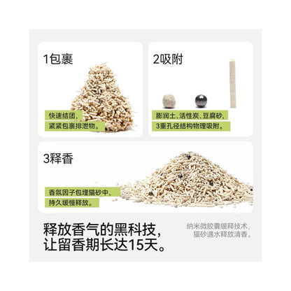 Fukumaru white tea flavored cat litter deodorizing dust free tofu litter mixed with bentonite cat litter 20kg free shipping image 3
