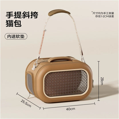 【戶外旅行首選】大容量寵物隨行航空箱｜防水透氣貓咪外出包，單肩/斜背/手提三用運輸籠，防壓硬殼 pet suitcase，犬貓通用大空間航空箱