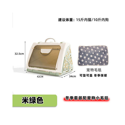 【獨家專利】莫蘭迪色系寵物摺疊航空箱｜10秒收納不佔空間，極輕量便攜貓籠，米/綠/白/灰四色可選，犬貓通用防壓外出籠/運輸箱