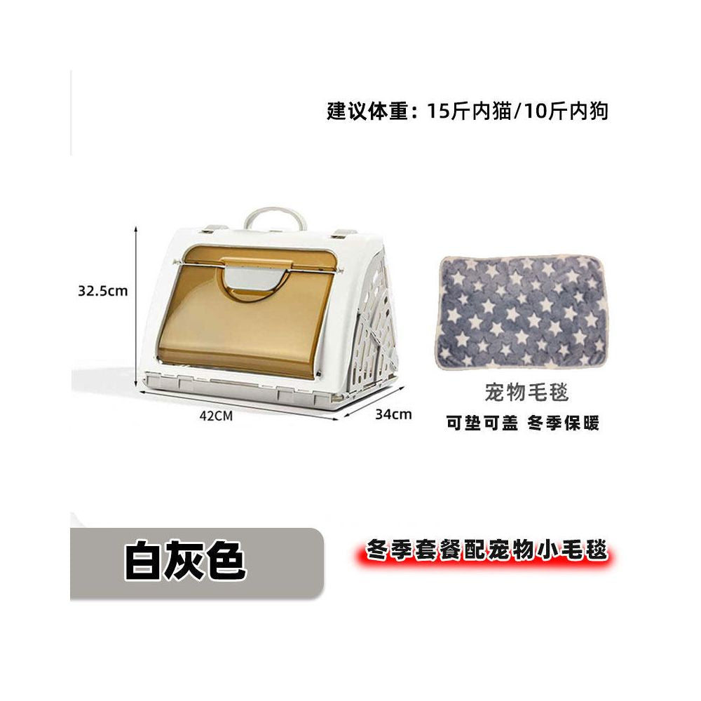 【獨家專利】莫蘭迪色系寵物摺疊航空箱｜10秒收納不佔空間，極輕量便攜貓籠，米/綠/白/灰四色可選，犬貓通用防壓外出籠/運輸箱