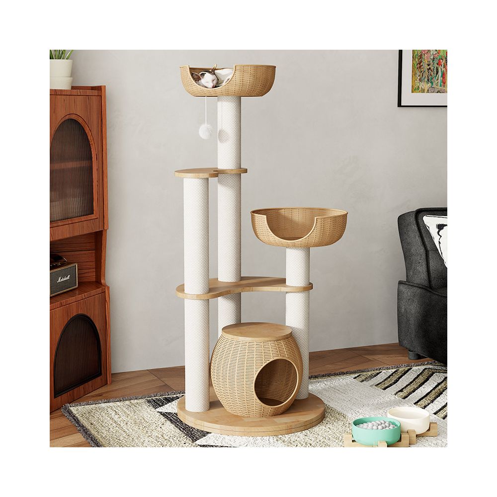 Non occupying cat climbing frame multiple cat nests integrated cat tree vertical solid wood cat scratch board wear resistant sisal cat climbing frame image 2