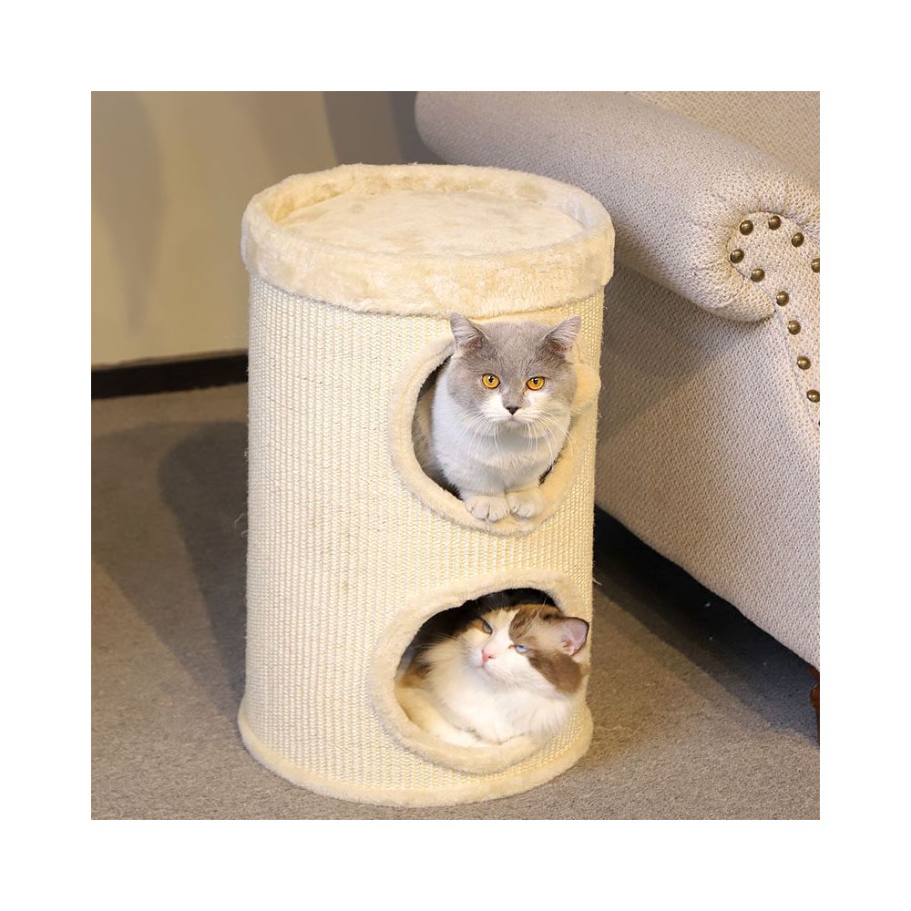 多功能一體式貓跳台｜四季通用樹洞貓窩，雙層加厚劍麻貓抓桶，不佔空間多層跳躍平台，極簡室內貓咪娛樂別墅