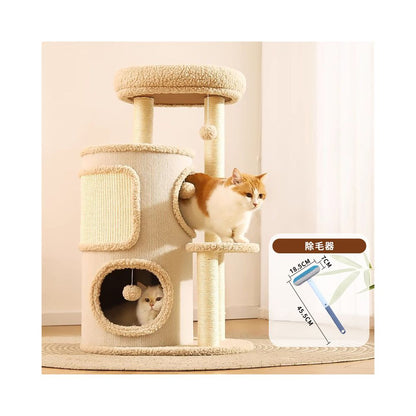 多功能一體式貓跳台｜四季通用樹洞貓窩，雙層加厚劍麻貓抓桶，不佔空間多層跳躍平台，極簡室內貓咪娛樂別墅