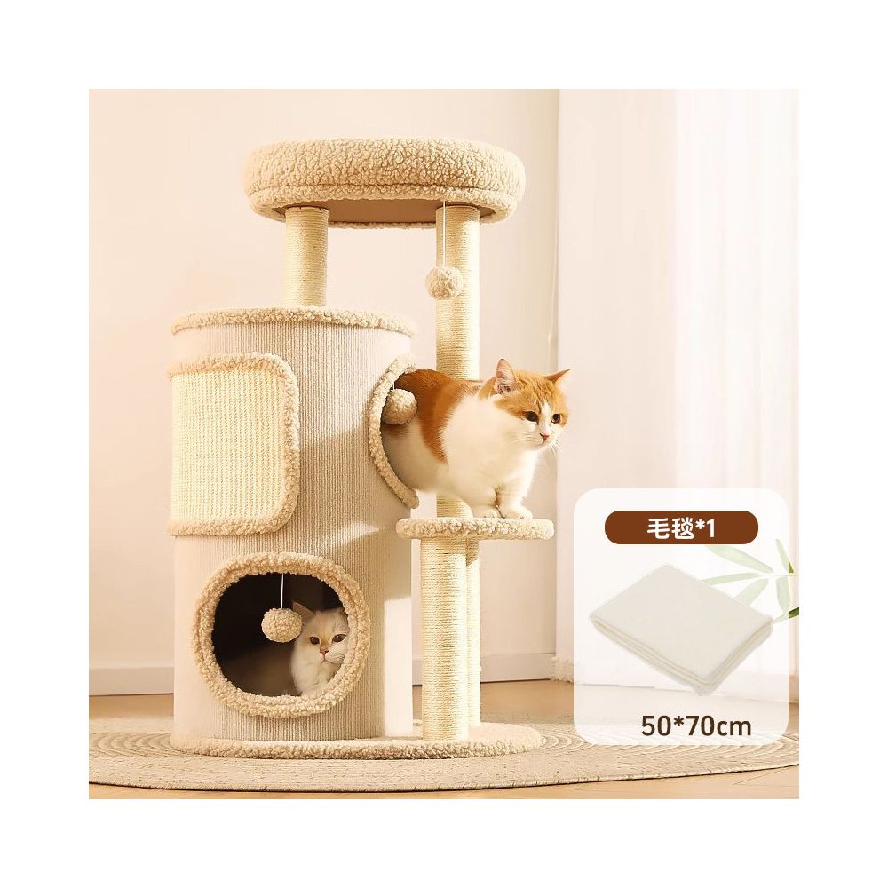 多功能一體式貓跳台｜四季通用樹洞貓窩，雙層加厚劍麻貓抓桶，不佔空間多層跳躍平台，極簡室內貓咪娛樂別墅