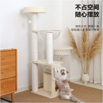 Nine pet cat climbing frame cat nest cat tree integrated multi layer solid wood cat frame household small apartment no occupation cat toys image 2