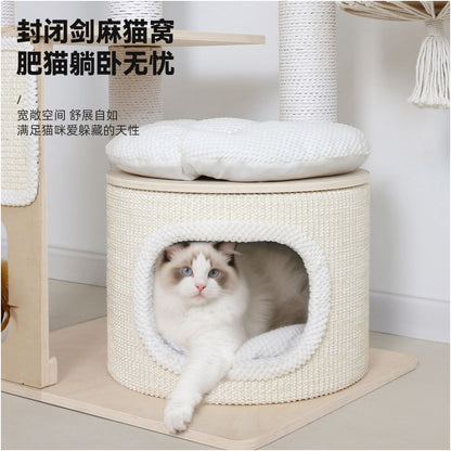Nine pet cat climbing frame cat nest cat tree integrated multi layer solid wood cat frame household small apartment no occupation cat toys image 4