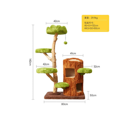【Meow Tree 喵樹】綠野仙蹤實木貓跳台｜小坪數首選不佔空間，四季通用森林系貓窩，一體式耐磨劍麻貓爬架，如藝術品般的高顏值貓樹