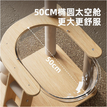 Solid wood cat climbing frame for home use cat nest cat tree integrated cat scratch column small and medium sized units no space occupation space capsule cat toys image 4