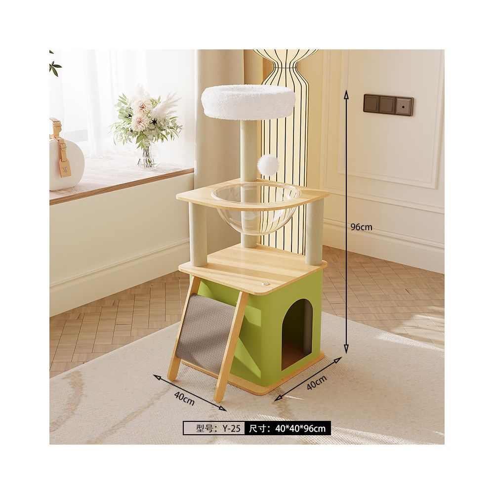 【五星級貓別墅】一體式實木貓跳台｜全景太空艙+劍麻貓抓柱+舒適貓窩，小坪數首選多層跳台，耐磨防滑貓爬架，室內貓咪娛樂用品