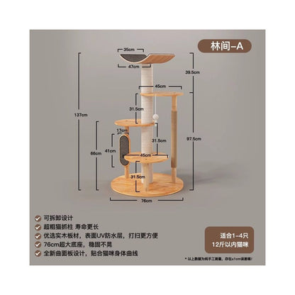 【喵讚 Meow Zan】旗艦實木貓跳台｜大貓專用全景太空艙，一體式劍麻貓抓柱別墅，奢華小戶型不佔空間貓樹，加固耐磨貓咪垂直樂園