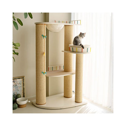 【CatS 貓匠】多貓家庭專屬設計｜實木全景太空艙貓跳台，極致耐刮劍麻抓柱，一體式加固型貓別墅，多層次社交動線垂直貓樹