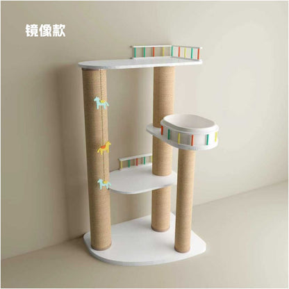 【CatS 貓匠】多貓家庭專屬設計｜實木全景太空艙貓跳台，極致耐刮劍麻抓柱，一體式加固型貓別墅，多層次社交動線垂直貓樹