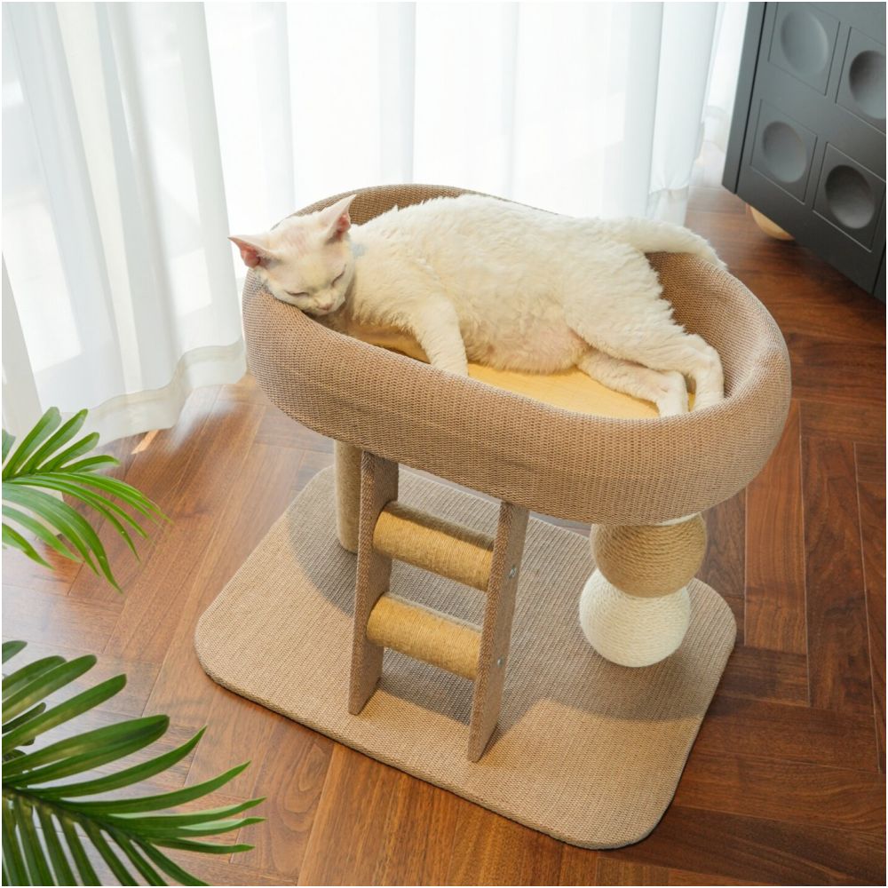 Cat climbing frame cat nest integrated sisal small short footed universal cat frame no space occupation four season cool mat cat scratch pole toy image 1