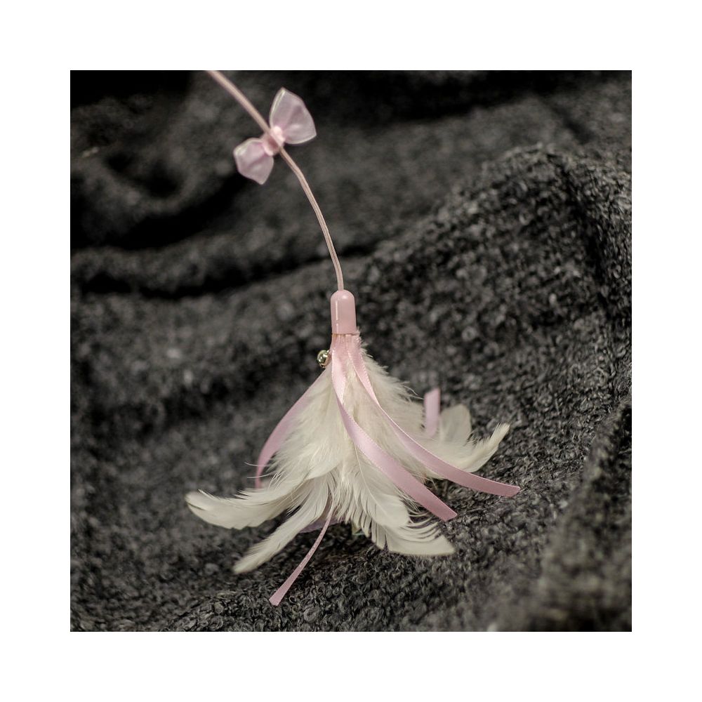 meowcard Fairy Feather Cat Toy with Bell Elastic Cord Feather Extension Wire and Bird image 2