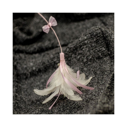 meowcard Fairy Feather Cat Toy with Bell Elastic Cord Feather Extension Wire and Bird image 2