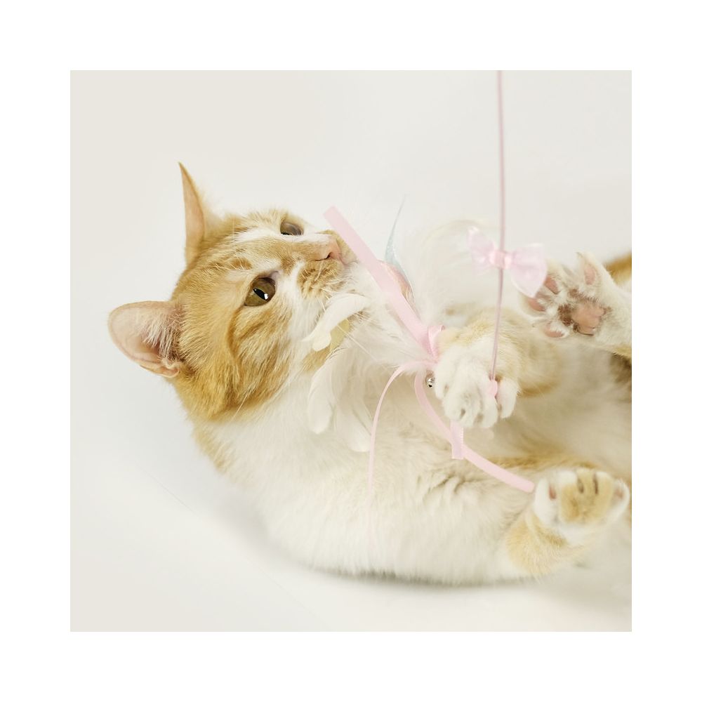 meowcard Fairy Feather Cat Toy with Bell Elastic Cord Feather Extension Wire and Bird image 4