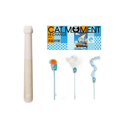 【Playtime】頂級進口楓木伸縮逗貓棒｜加強型耐抓耐啃咬，幼貓自嗨互動必備，高質感實木伸縮桿，極致耐用防斷裂貓咪運動玩具