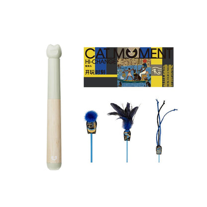 【Playtime】頂級進口楓木伸縮逗貓棒｜加強型耐抓耐啃咬，幼貓自嗨互動必備，高質感實木伸縮桿，極致耐用防斷裂貓咪運動玩具