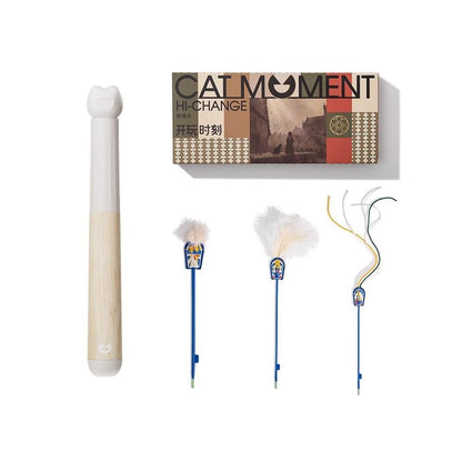 【Playtime】頂級進口楓木伸縮逗貓棒｜加強型耐抓耐啃咬，幼貓自嗨互動必備，高質感實木伸縮桿，極致耐用防斷裂貓咪運動玩具