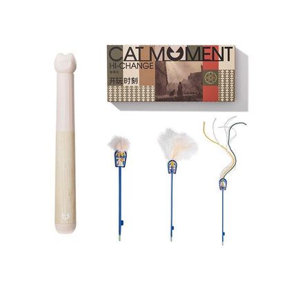 【Playtime】頂級進口楓木伸縮逗貓棒｜加強型耐抓耐啃咬，幼貓自嗨互動必備，高質感實木伸縮桿，極致耐用防斷裂貓咪運動玩具