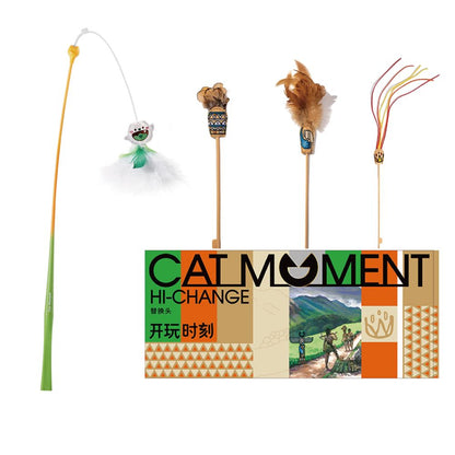 【Playtime】彈力長桿狩獵逗貓棒｜加強型耐咬設計，紓壓緩解情緒，超長高彈性纖維桿，幼貓自嗨互動神器，模擬真實獵物逃竄之專業寵物用品