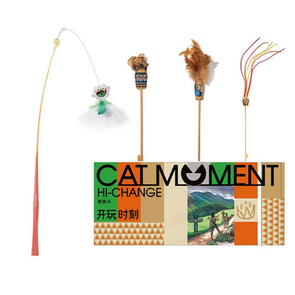 【Playtime】彈力長桿狩獵逗貓棒｜加強型耐咬設計，紓壓緩解情緒，超長高彈性纖維桿，幼貓自嗨互動神器，模擬真實獵物逃竄之專業寵物用品