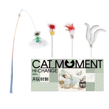 【Playtime】彈力長桿狩獵逗貓棒｜加強型耐咬設計，紓壓緩解情緒，超長高彈性纖維桿，幼貓自嗨互動神器，模擬真實獵物逃竄之專業寵物用品